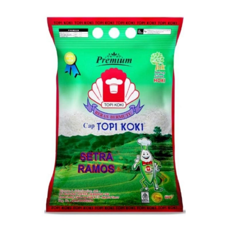 

Beras premium kemasan 5 kg cap topi koki