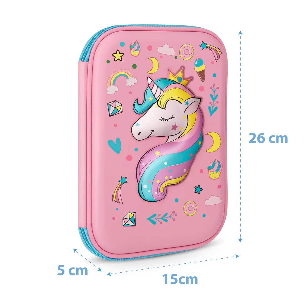 

RB Blingberry Kotak Pensil 3D Timbul Kotak Pensil Karakter Unicorn Astronot Hardtop Pencil Case