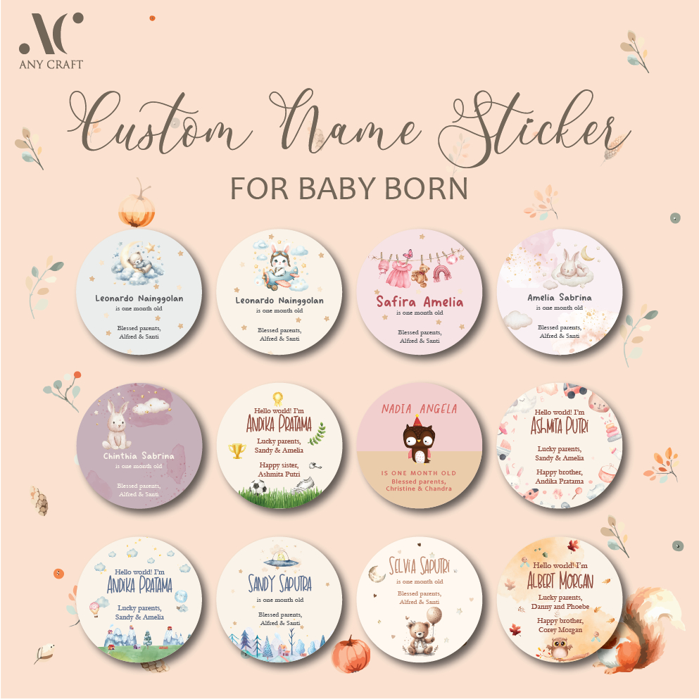 

Sticker bulat hampers bayi custom nama Stiker baby boy/girl hampers Stiker lucu parcel lahiran