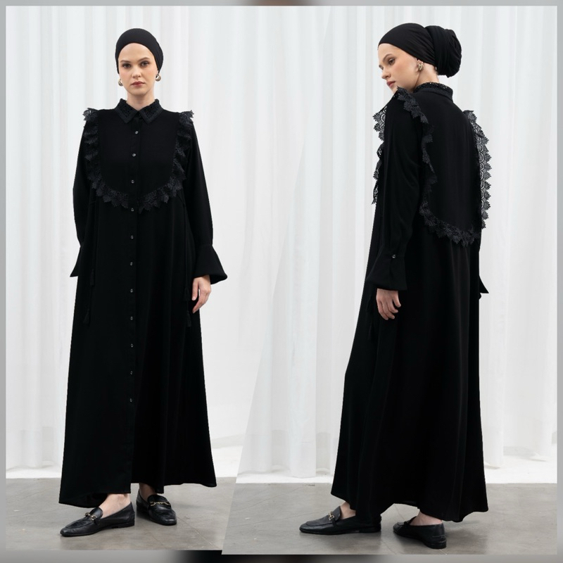 ALEZA - Camina dress black || gamis muslim wanita