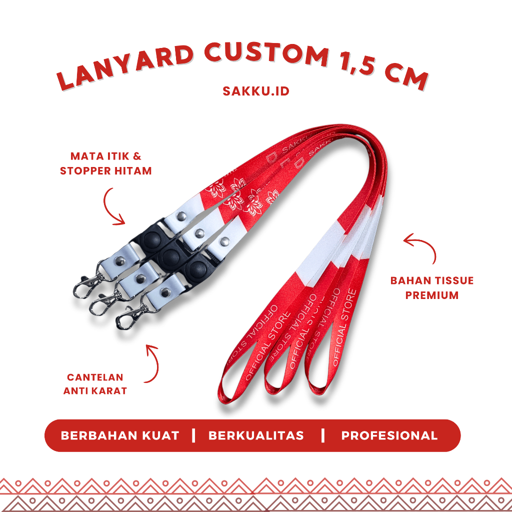 

Tali Lanyard ID Card Custom Desain Lebar 1,5cm Bahan Tisue