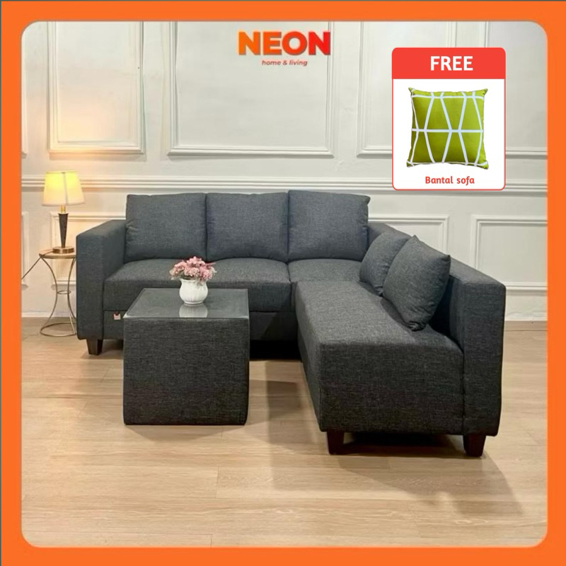 NEON Sofa Vegas | Set Sofa dan Meja Minimalis | Sofa L Sudut Ruang Tamu
