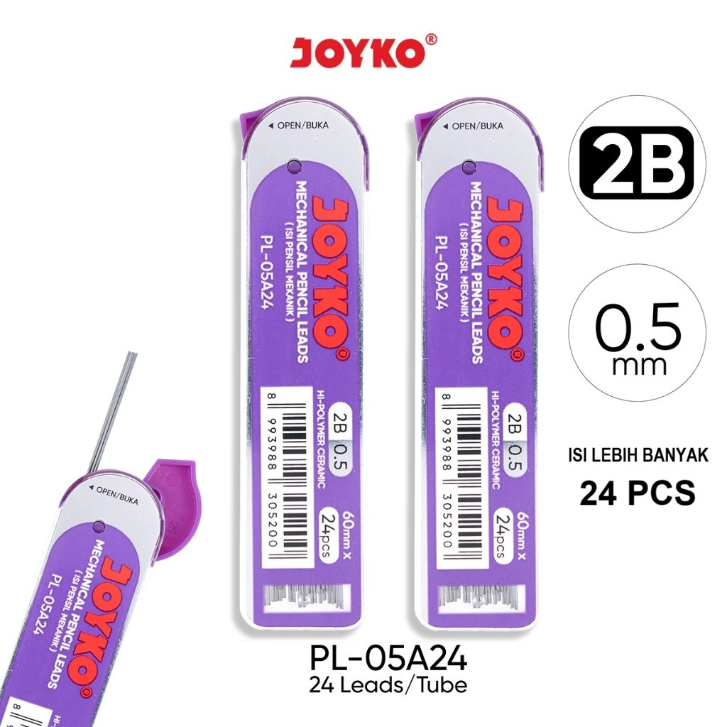 

Joyko Isi Pensil Mekanik (ISI 24 PCS) PL-05A24 0.5mm 2B / Isi Pensil