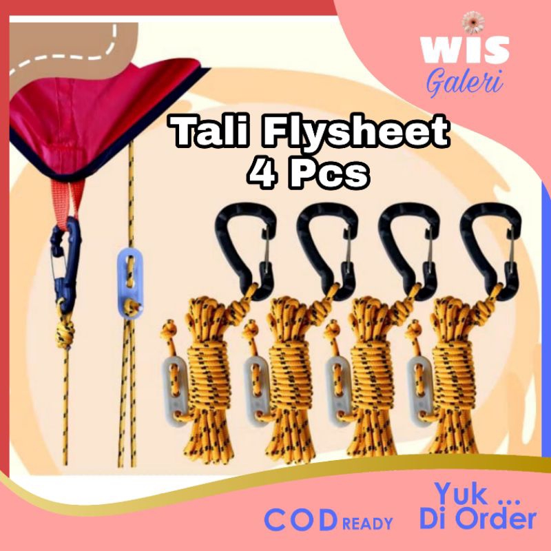 TALI FLYSHEET 4 PCS Tali Tenda Camping Tali Fly Sheet Tali Tenda 1 Set