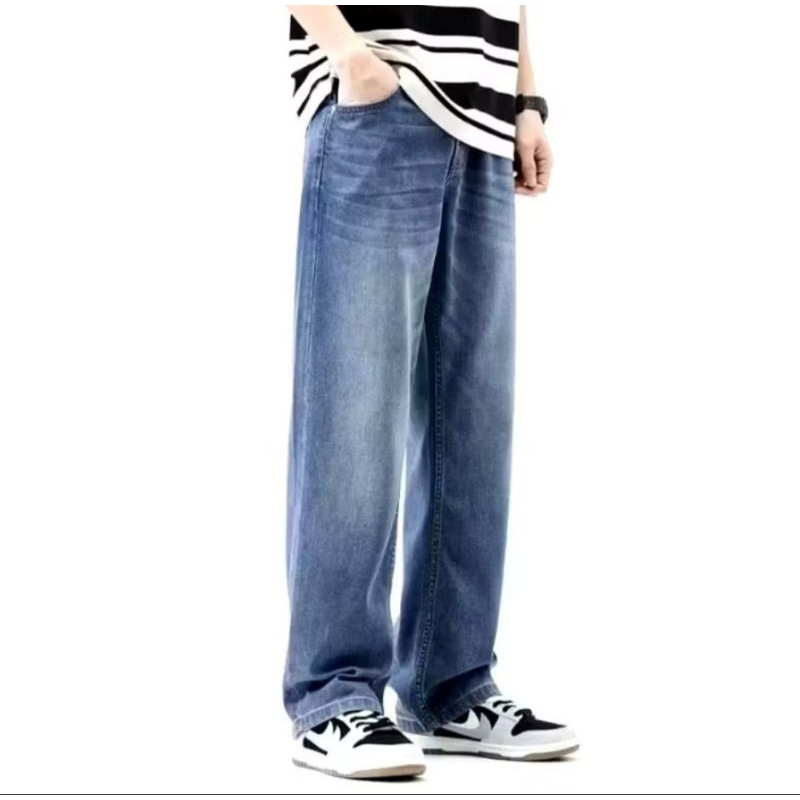 Celana Jeans Wide Leg Wisker Gombrong Skena Lebar Navy Blue Skena Black Wisker Pria Loose Fit Jumbo 