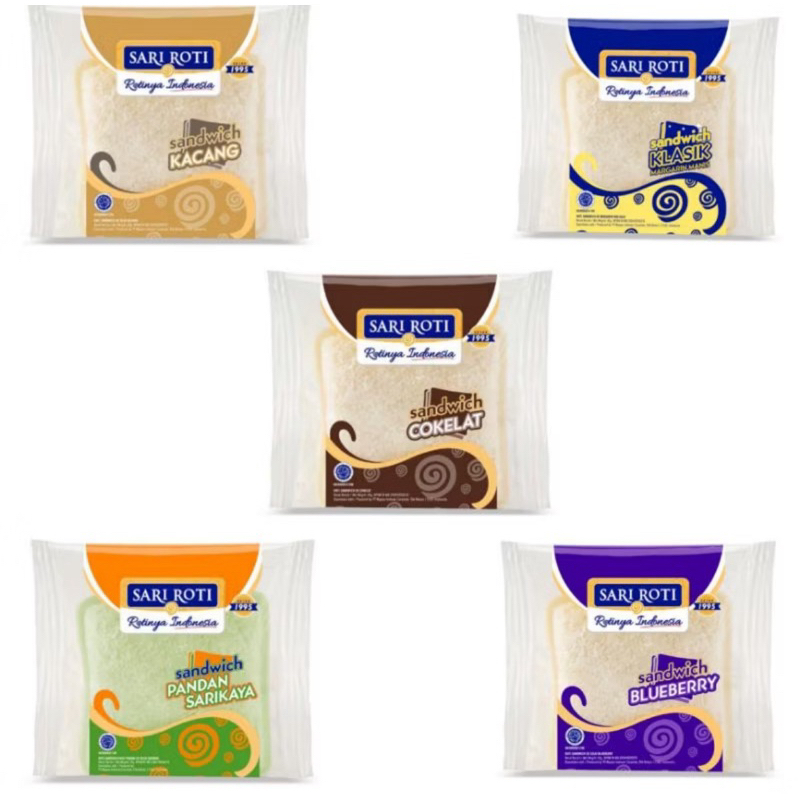 

SARI ROTI Sandwich Cokelat , Kacang Pandan Keju Blueberry 49 g