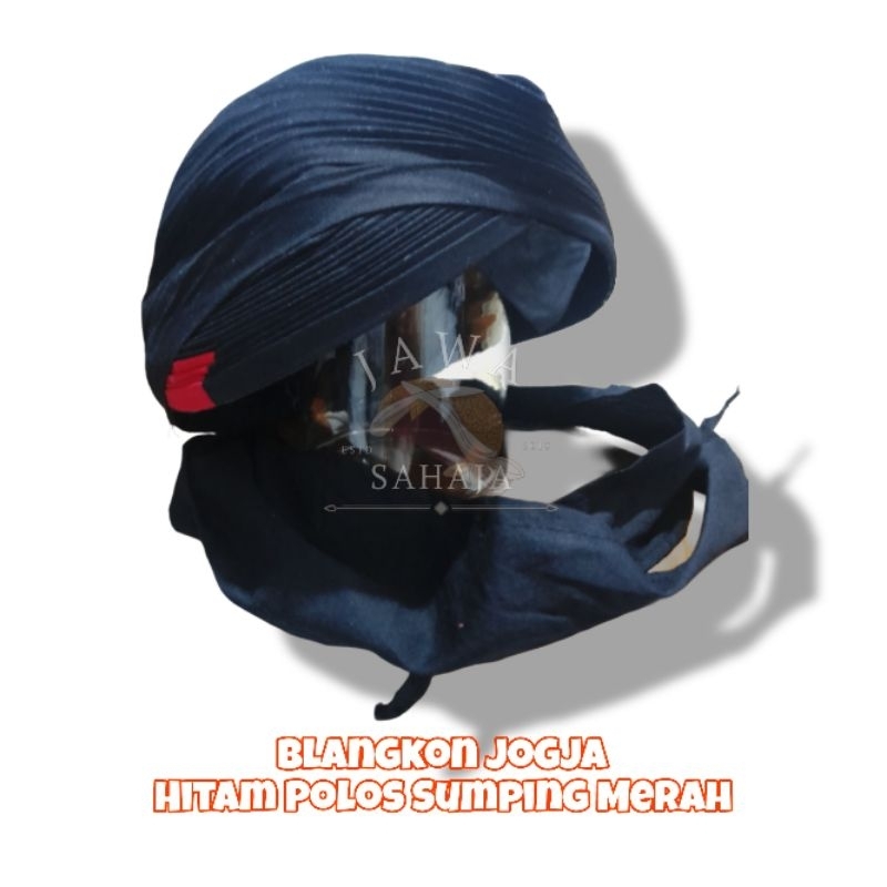 BLANGKON JOGJA HITAM SUMPING MERAH