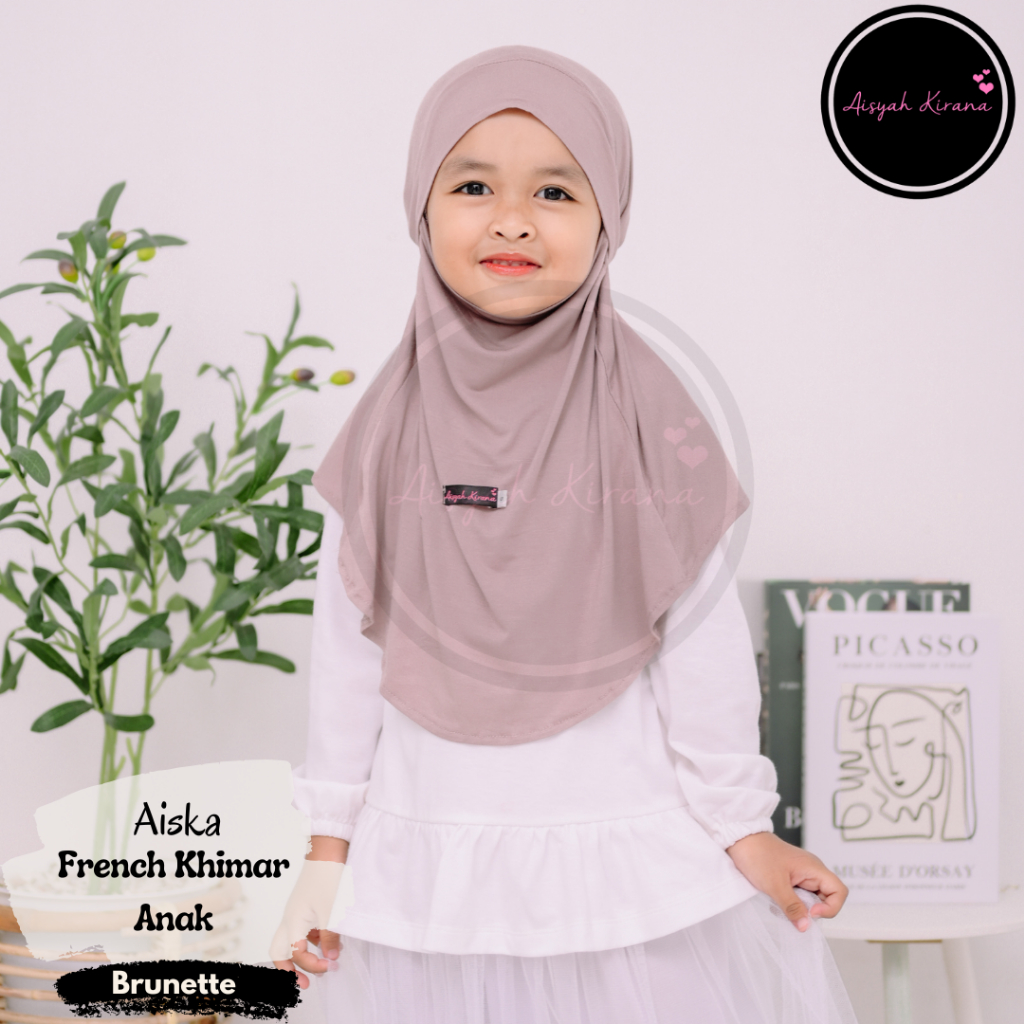 French Khimar - Aiska Jilbab Anak Airsm Uniqlo Kaos Katun 2 3 4 5 6 7 8 9 tahun kerudung sekolah hij