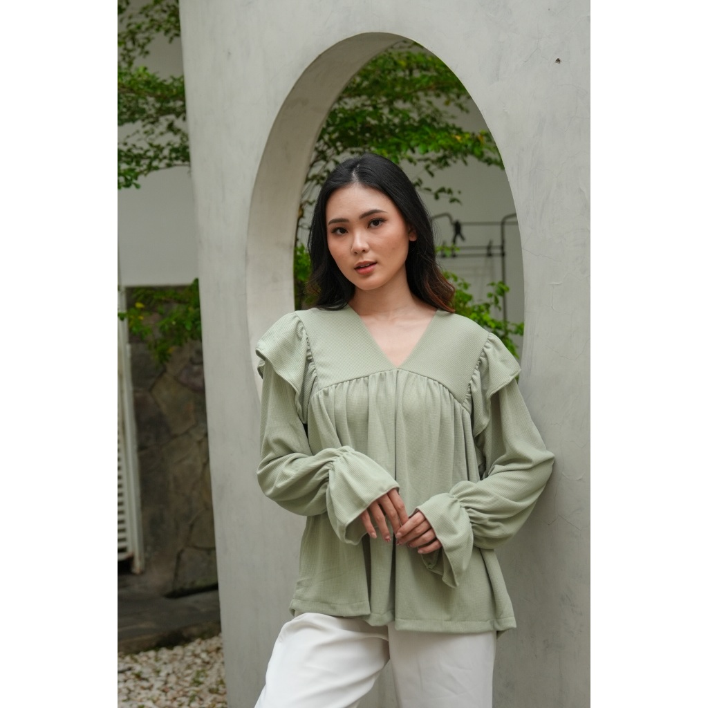 Jova Outfit VEGA Blouse Lengan Panjang Korea Style - Atasan Wanita Casual - Hijab Friendly Top