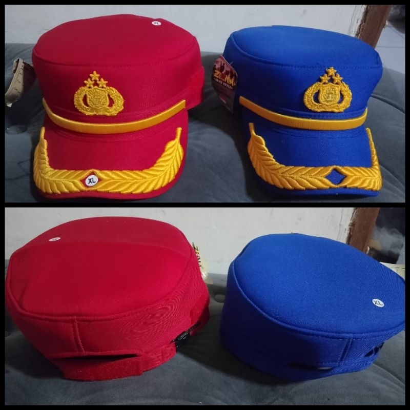 Topi Pilkep Pamen Spn Merah dan Biru | Topi Komando Pengasuh dan Instruktur Pamen Terbaru Merk Zona 