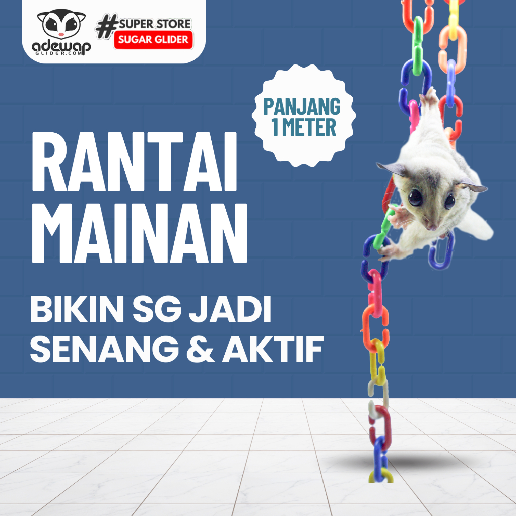 ADEWAP GLIDER Rantai Mainan Sugar Glider 1 Meter Rainbow