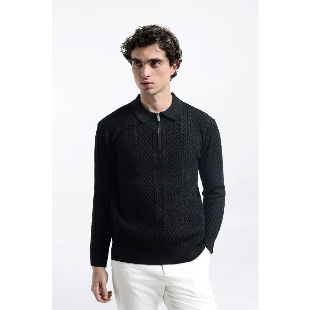 Heymale Braidform Knit Jacket Kemeja Polo Rajut Pria