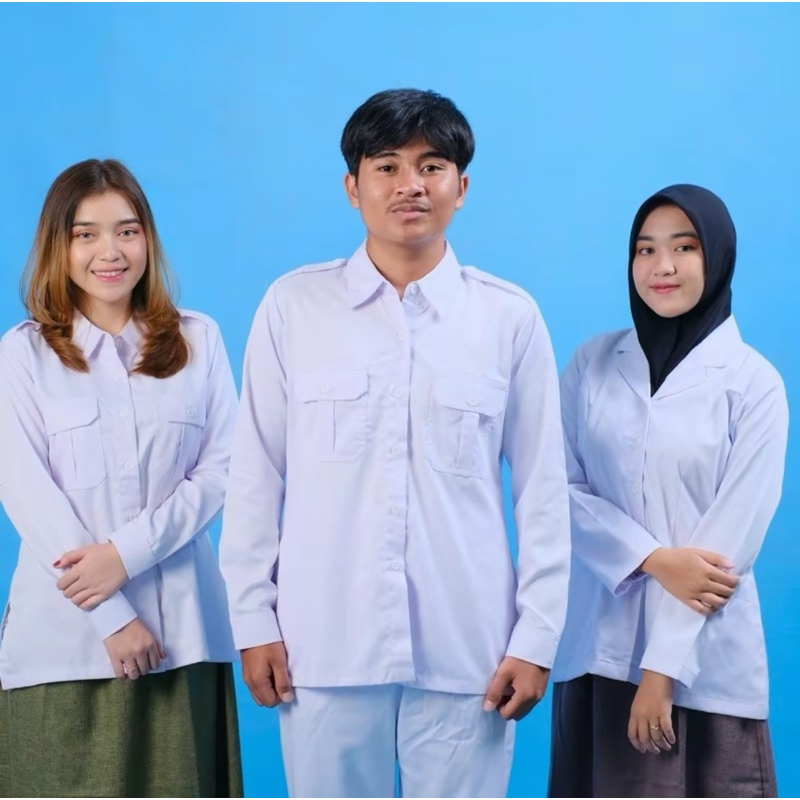 Kemeja PDH PDL Putih Nagata Drill Baju Dinas PNS Lengan Panjang