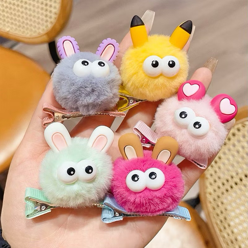 JEPITAN RAMBUT ANAK KOREA MODEL BONEKA BULU POMPOM / JEPIT RAMBUT MONSTER / JEPIT RAMBUT ANAK