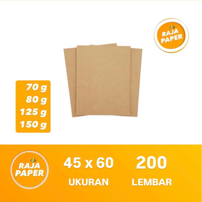 

Kertas Samson Ukuran 45 Cm x 60 Cm 200 lembar 70 80 125 150 Gsm Gr Gram ( 450 Mm x 600 Mm ) 200 Lbr 200 Pcs Kertas Kraft Liner Bungkus Packing Brown Kraft Kertas Coklat Pembungkus Packaging