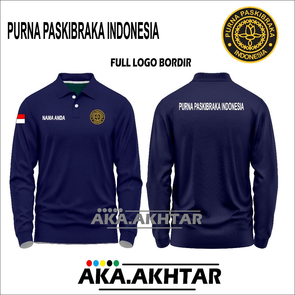 tshirt polo cotton purna paskibraka indonesia - kaos polo katun purna paskibraka lengan panjang full