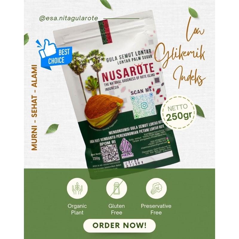 

NUSAROTE Gula Sehat Lontar (Kemasan Pouch 250gram)