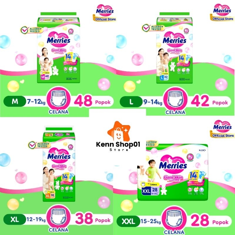 Merries Pants Good Skin Jumbo M48 L42 XL38 XXL28 Popok Celana