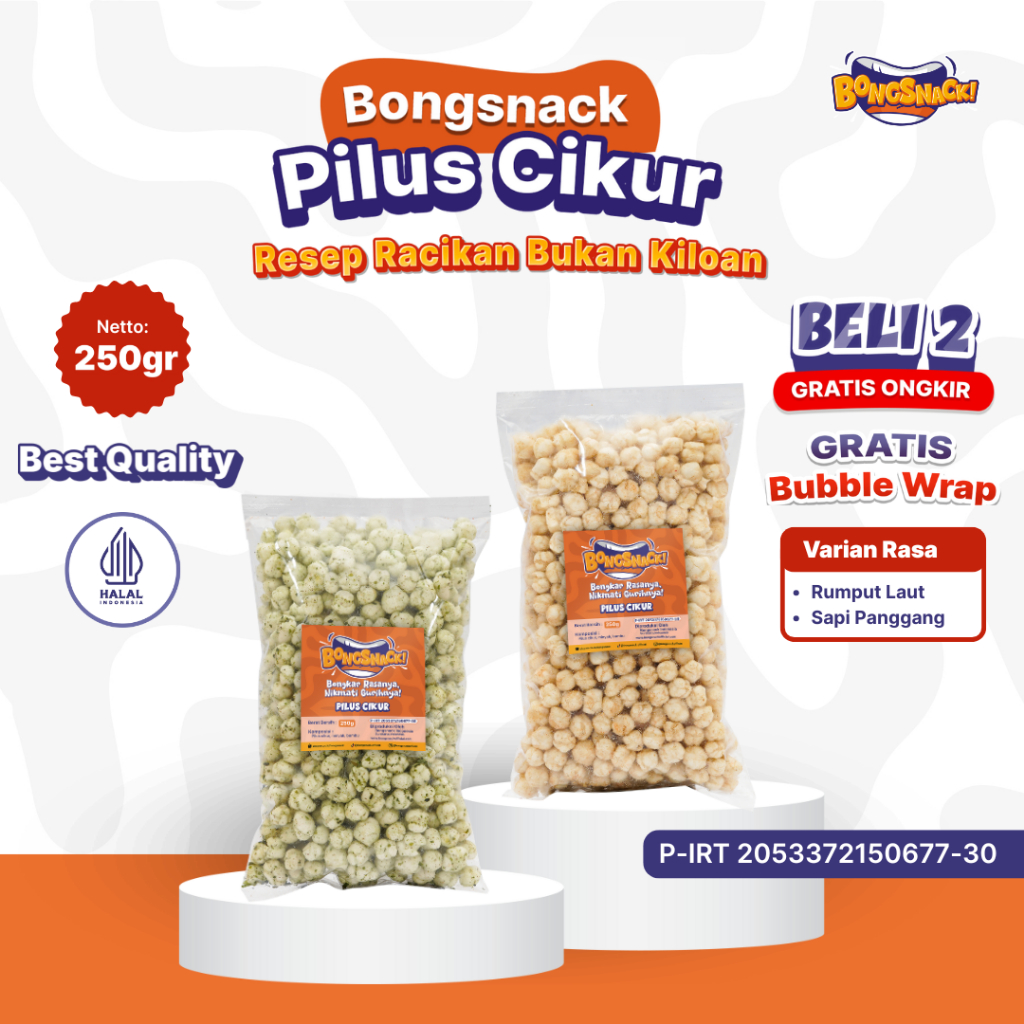 

BONGSNACK Cemilan Pilus Cikur- Isi 250gr Rasa Rumput Laut dan Sapi Panggang
