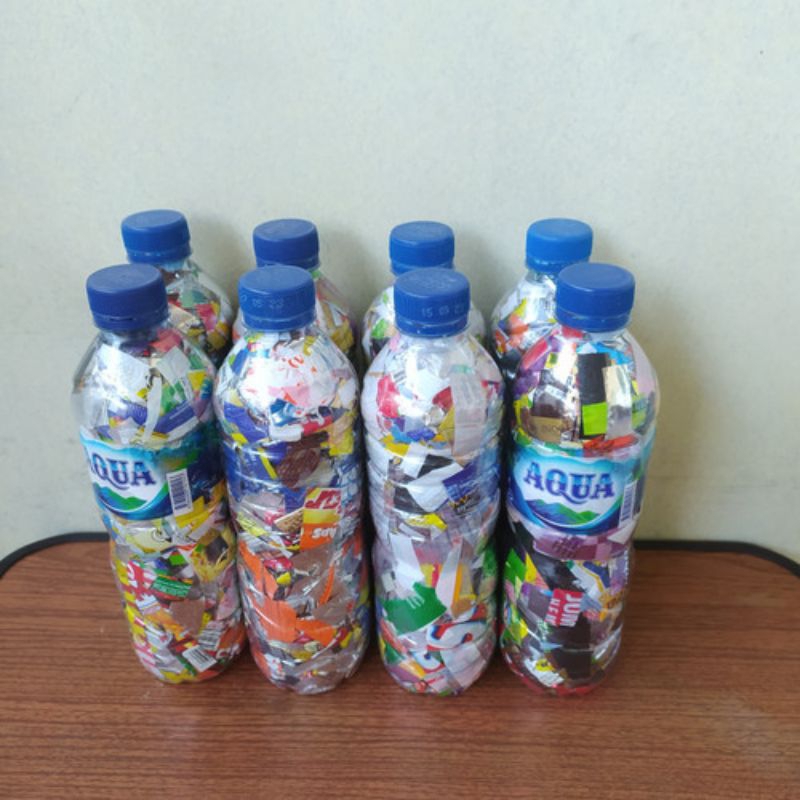 ECOBRICK BOTOL AQUA 600ml BERAT 200 gr padat