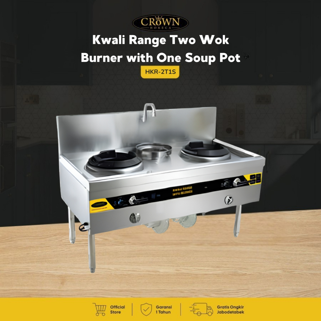 HKR-2T1S Kwali Range One Wok Burner with One Soup Pot - Crown Horeca