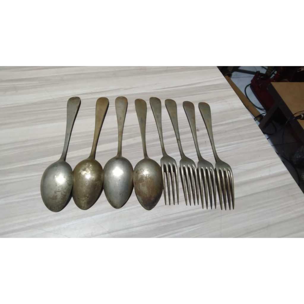 Sendok Garpu PGF 4 Pasang Alpaka Kuno Jadul Antik