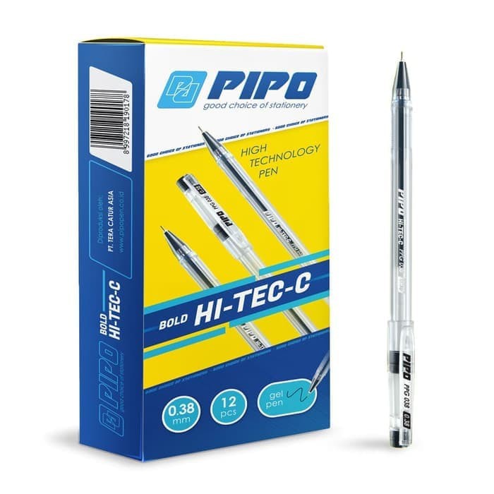 

Pulpen Pipo Bold Hi-Tech Gel Pen 0.38 Per Kotak (isi 12 Pcs)-Hitam