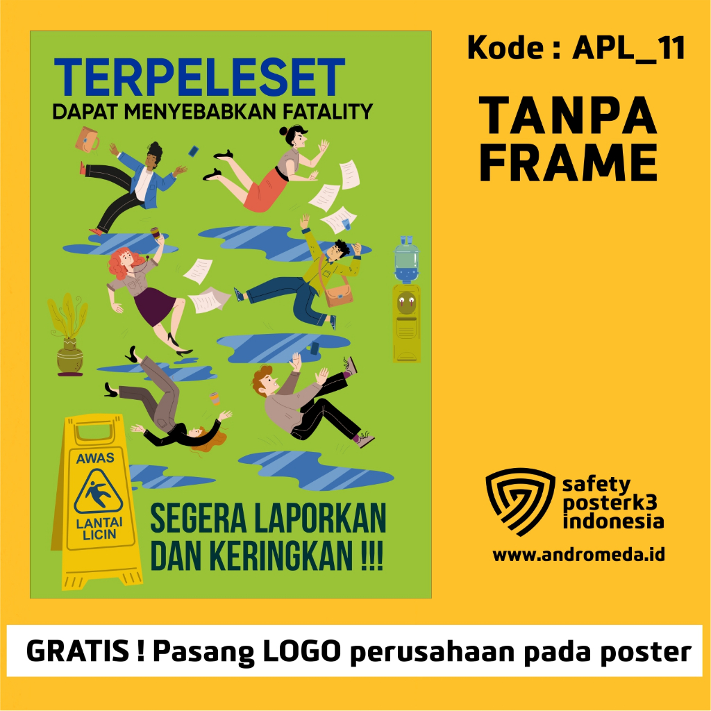 Safety Poster K3: Terpeleset Dapat Menyebabkan Fatality Office Workshop Warehouse Gratis Logo Perusa