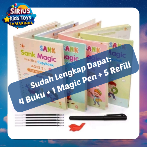 

1 Set Buku Belajar Sank Magic Practice Book + Pena + Refill – Belajar Menulis, Huruf, Angka, Gambar