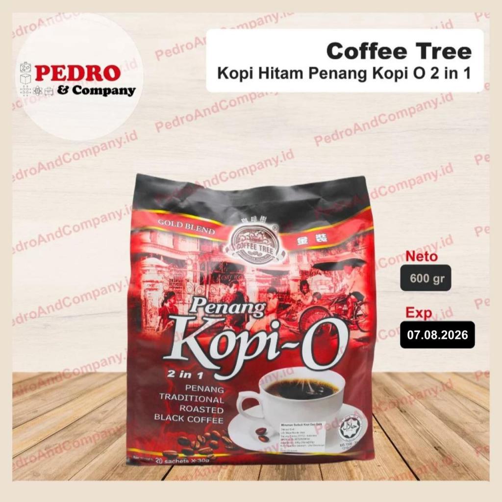 

Coffee tree penang kopi o 2in1 roasted black coffee 600 gram isi 20 pc