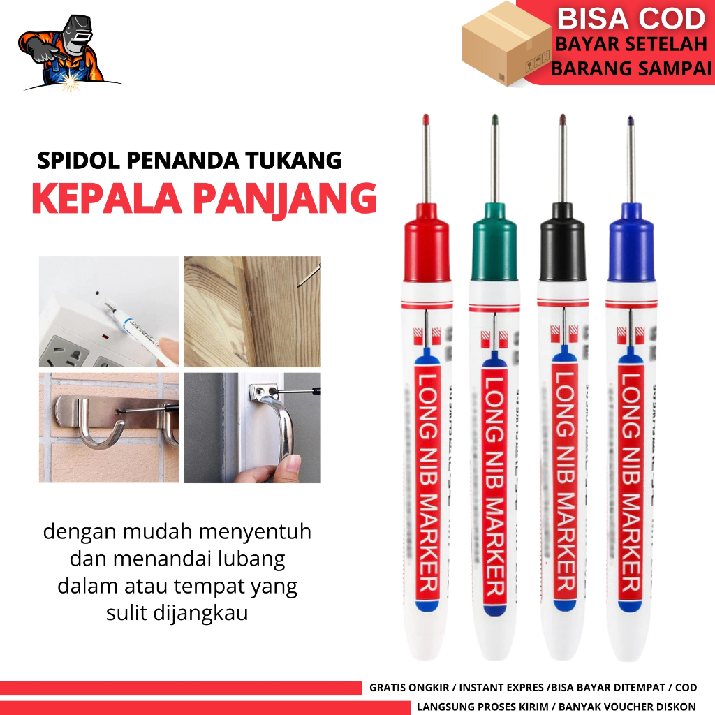 

Spidol Tukang Alat Tulis Penanda Pulpen Kepala Panjang Long Nib Tip Marker / Pulpen Tulisan Serbaguna Tukang Bangunan Lubang Dalam