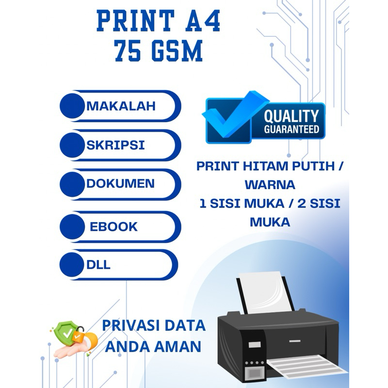 

PRINT A4 75 GSM/ CETAK BUKU, MAKALAH, SKRIPSI, TUGAS, DLL CETAK KERTAS A4 BW / WARNA