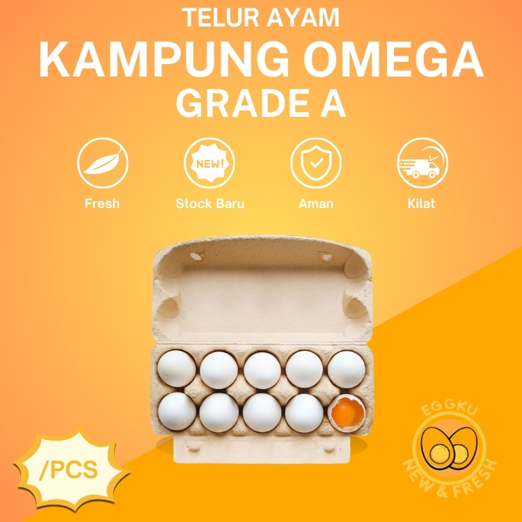 

Telur Ayam Kampung OMEGA Super/GRADE A New & Fresh (/Butir)