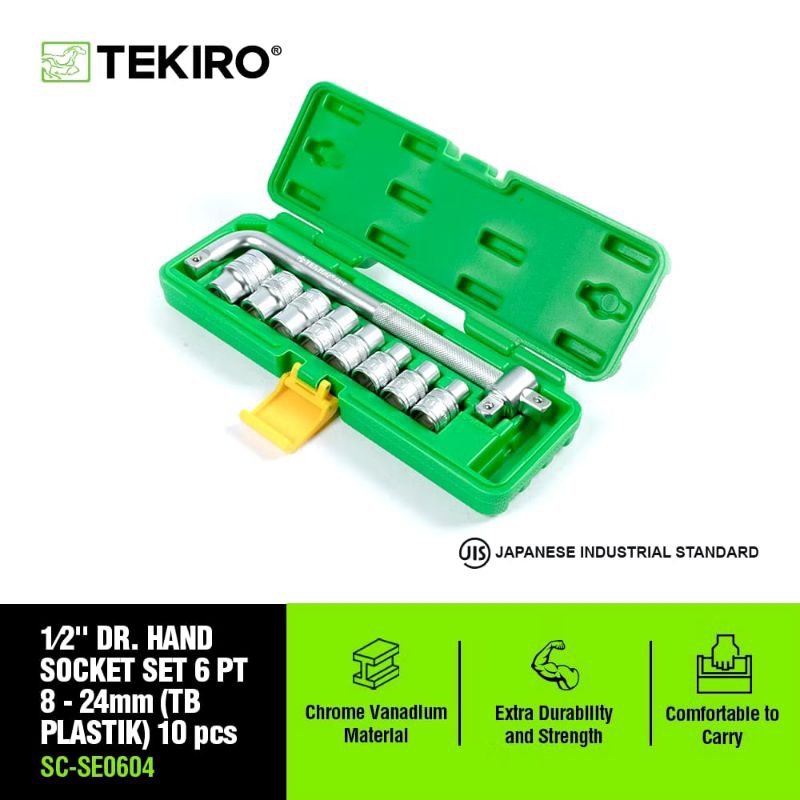 TEKIRO KUNCI SHOK SET 10pcs 1/2 inch 6pt (8-24 mm)