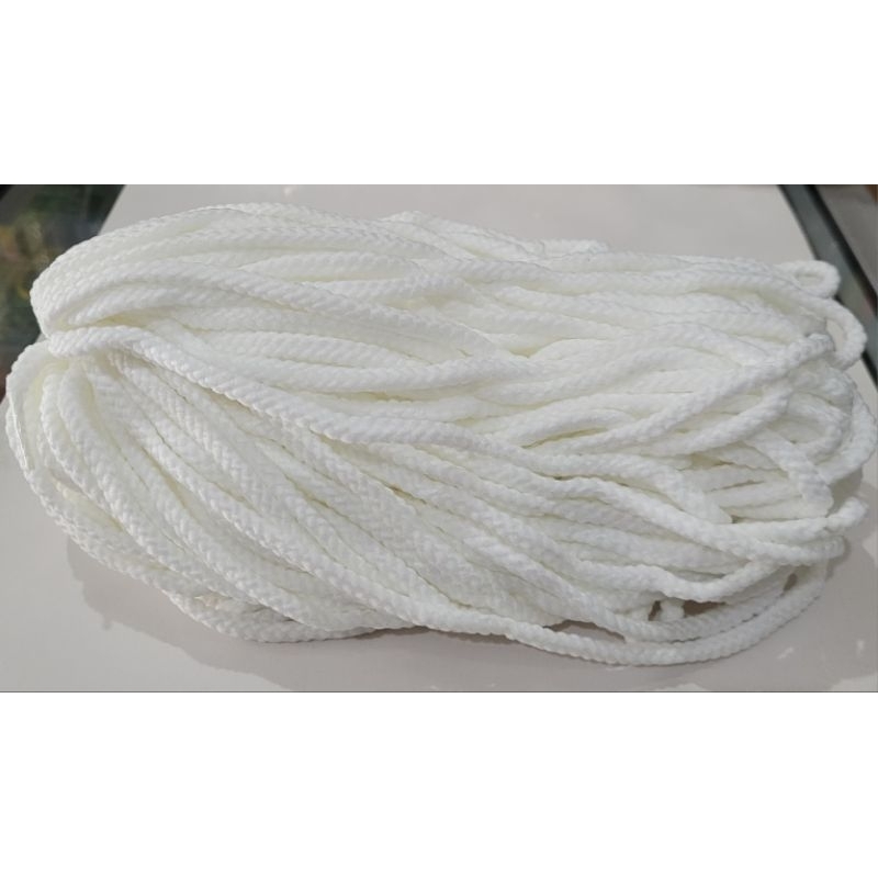 Tali celana Kepang Kosong 6mm Kopong . putih . tali  6mm . 150 gram