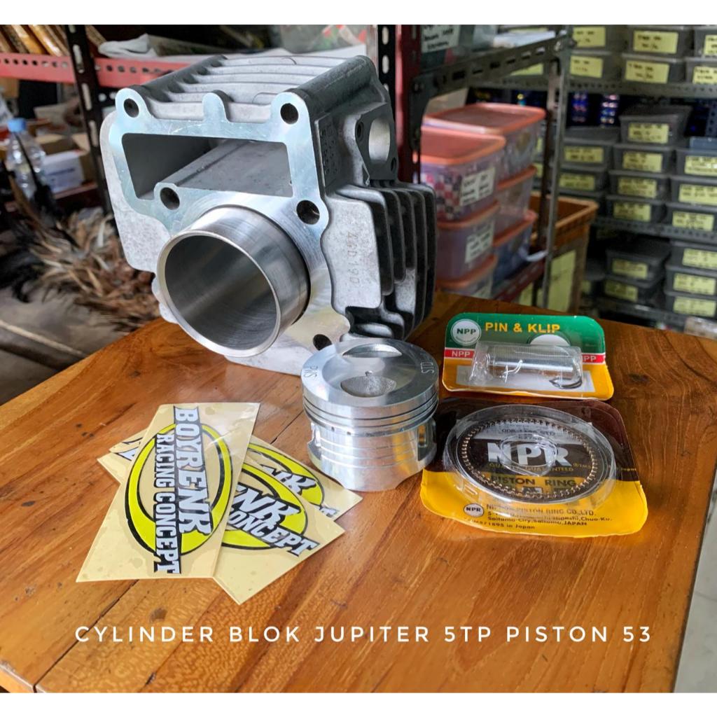 READY STOK CYLINDER BLOK JUPITER Z VEGA R NEW 5TP SET PISTON 53 NPP PIN 13 - BOYRENK