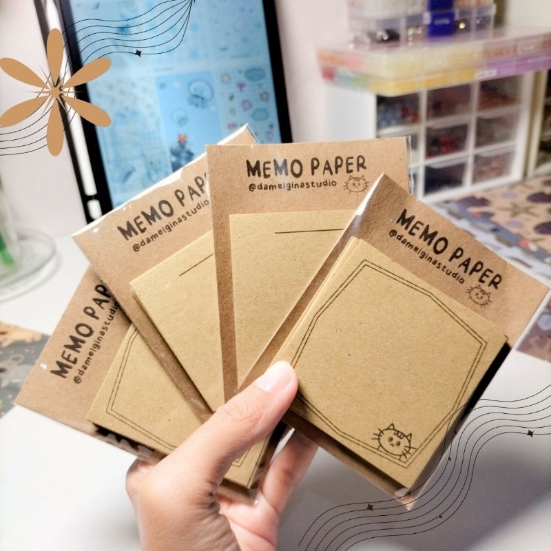 

Memo Paper Kraft - Kertas Catatan Mini Tanpa Lem | Vintage Kraft Note Paper | note paper kucing | memo paper kucing