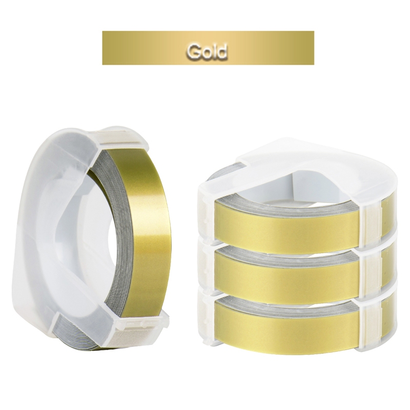 

Refill Tapes Gold Laber Maker merk Motex dymo Cidy emboss 3m x 9mm