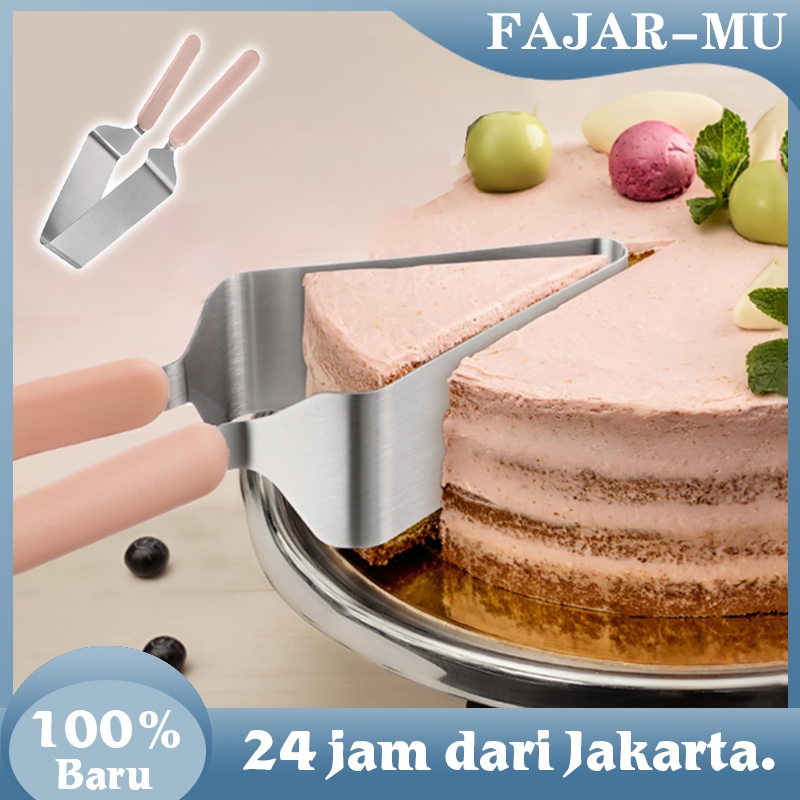 Pisau Kue Segitiga Alat Pemotong Kue Ulang Tahun Stainless steel Cake Knife Penjepit Kue Ulang Tahun