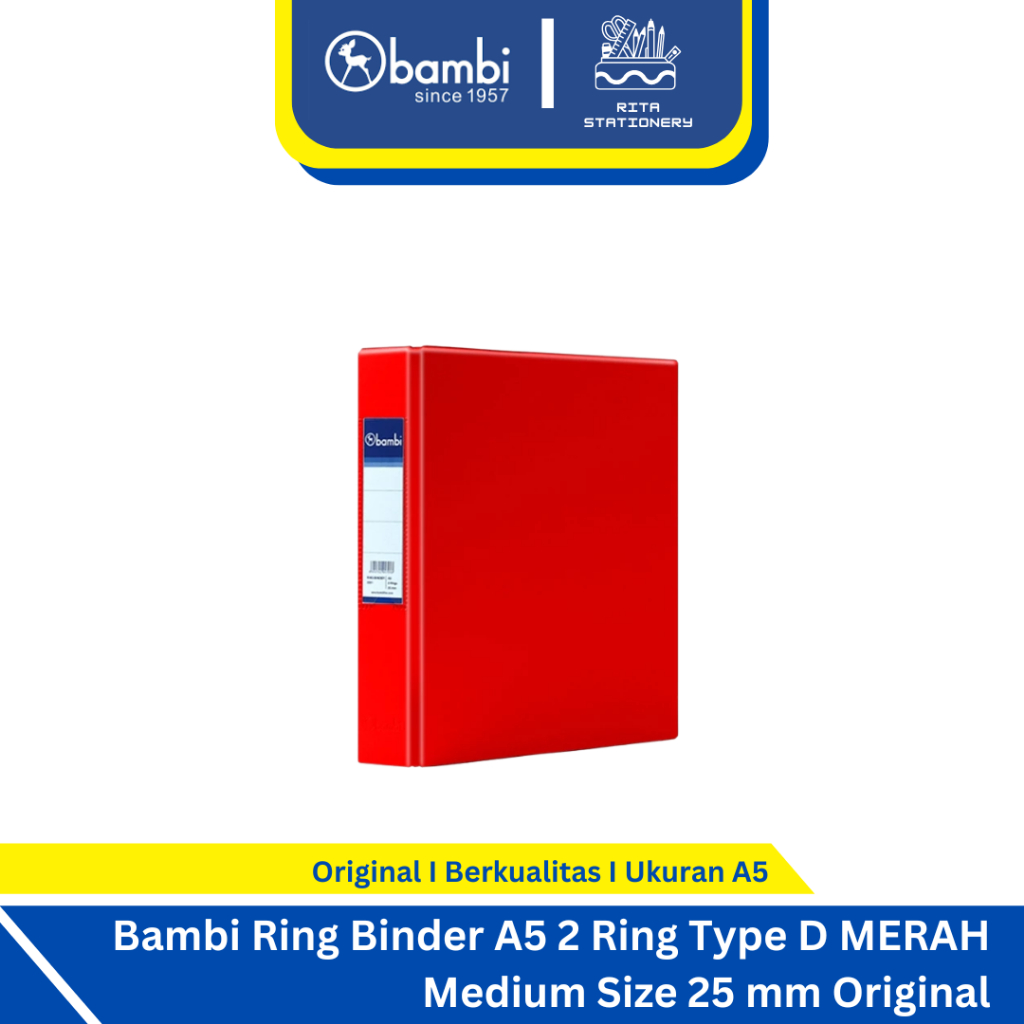 

Bambi Ring Binder A5 2 Ring Type Merah Medium Size 25 mm Original Kwitansi