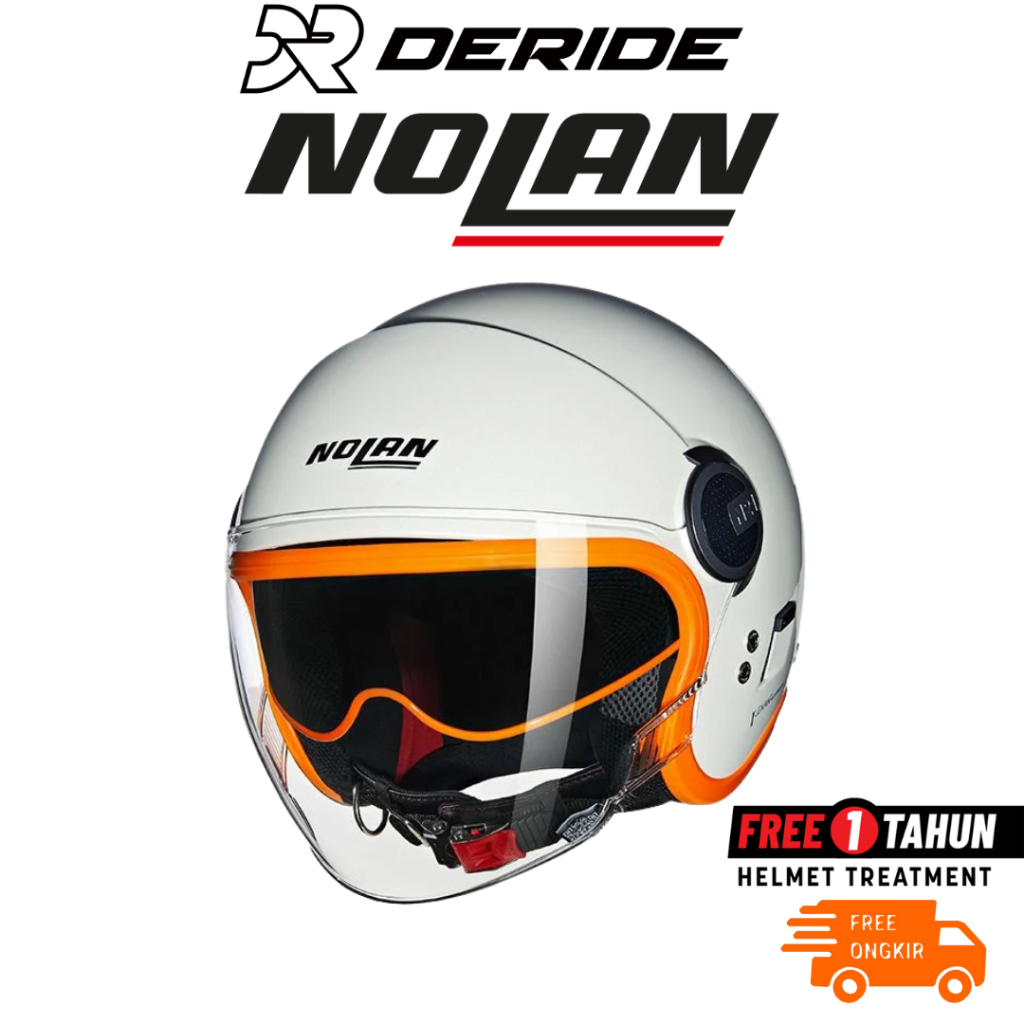 Nolan N21 Visor Ocio White Orange Glossy Helm Half Face Vespa Mini Jet Retro Double Visor SNI ECE