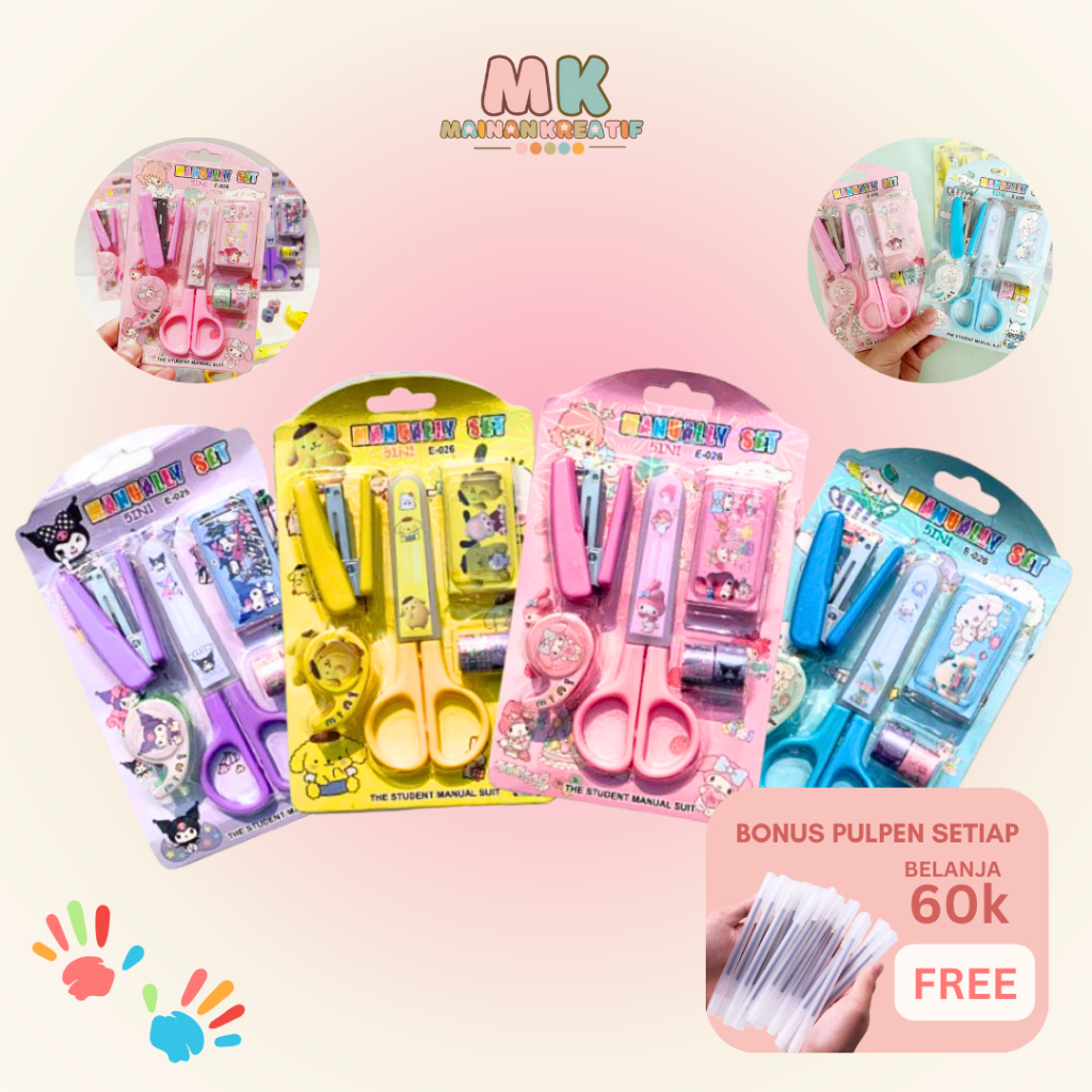 

MK611 Alat tulis lengkap Gunting Stapler Pemotong Selotip Sekolah Kantor Kawaii Lucu / Gunting anak Sanrio lucu cinamoroll bagus murah