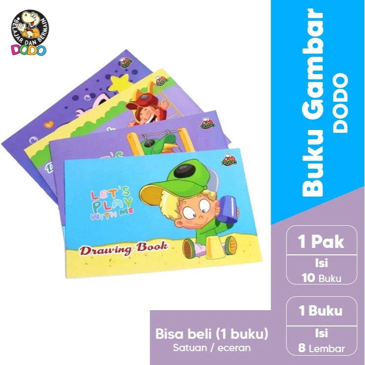 

( 10 Pcs ) DODO - Buku Gambar A4 8 Lembar By Sidu / Drawing Book Motif Fancy