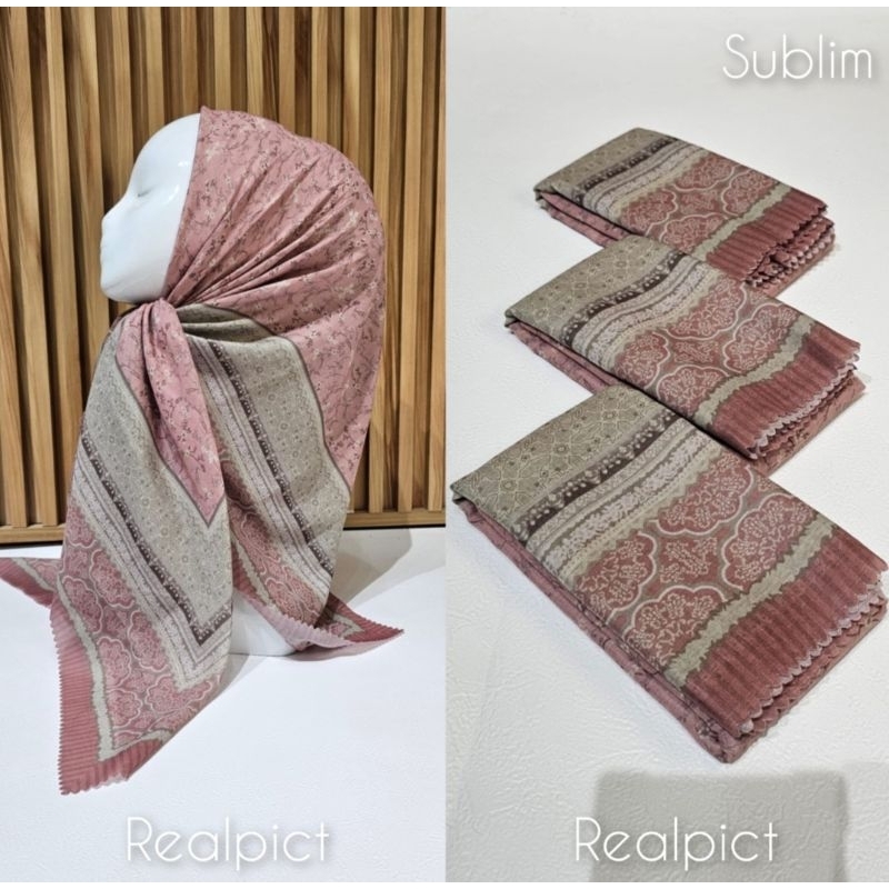 HIJAB SEGI EMPAT VOAL MOTIF BUNGA KECIL DUSTY