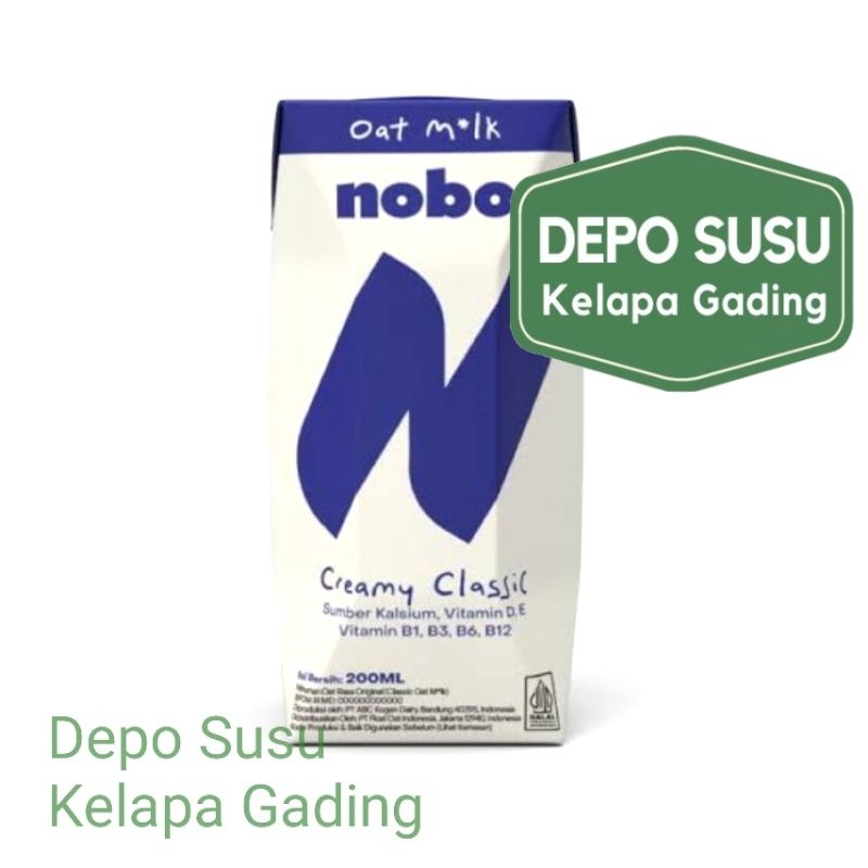 

Oat Milk Nobo 200ml Creamy Classic | Satuan atau Kartonan isi 24 pcs | Oat M*lk 200 ml X24 Drink Oatside Barista Oatly Daily Minuman Susu Gandum Lactose Free Depo Susu Kelapa Gading