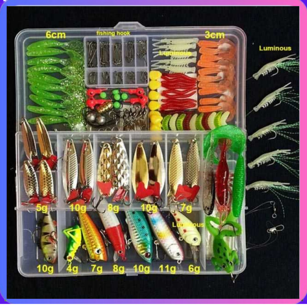 178pcs mpan Casting 1 Box Lengkap 1 Set Umpan Catsing Gabus Soft Frog 1 Set Umpan Casting Toman