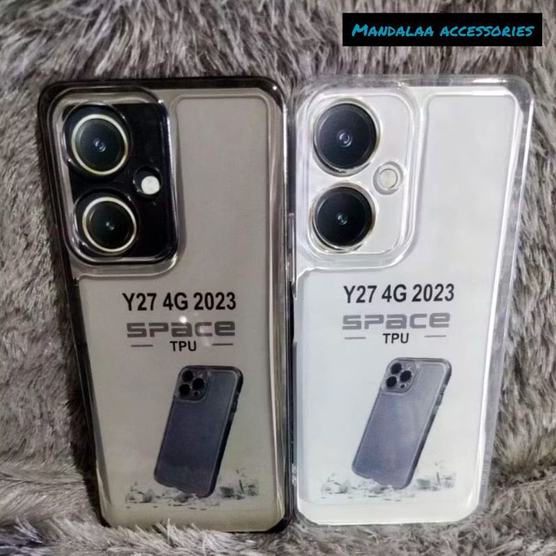 Softcase Space Clear Black Transparan Silikon Vivo 27 4G Case Hitam Bening Tpu Protect Camera