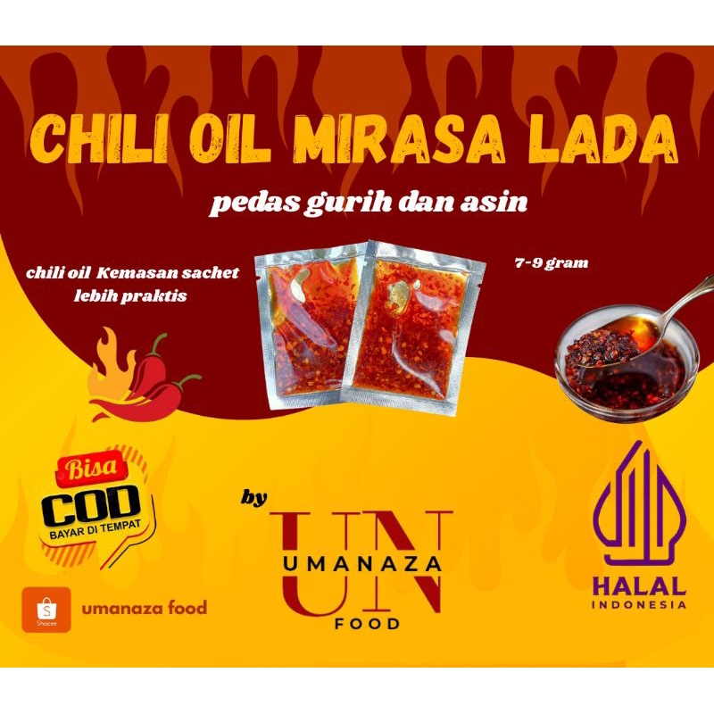 

CHILI OIL/MINYAK CABAI kemasan sachet (7-9gram)