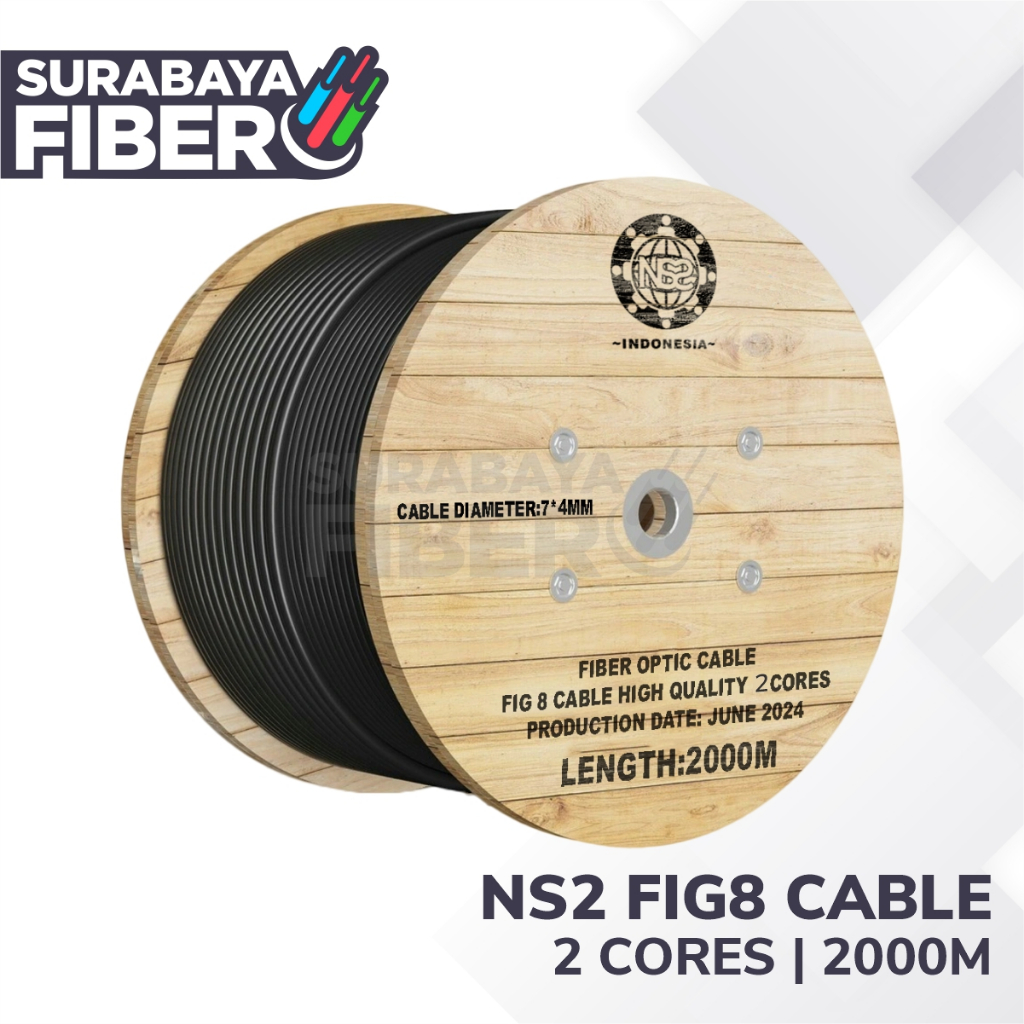 NS2 FIG 8 2CORE G652D Original Single Mode Japan Quality - Kabel Udara Fiber optik - Kabel FTTH FTTx