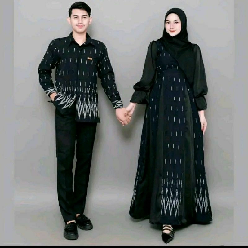 couple tenun dress kinanti hitam dress tenun kemeja tenun gamis